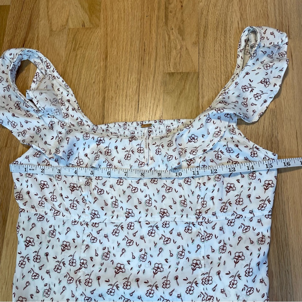 Free People Floral Top Boho Rimantic Feminine Ruffle Straps Cropped Womens Small - Picture 10 of 11